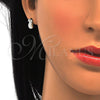 Arete Dormilona 02.285.0036 Plata Rodinada, Diseño de Pina, con Micro Pave Verde y Blanca, Pulido, Crudo
