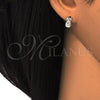 Arete Dormilona 02.285.0036 Plata Rodinada, Diseño de Pina, con Micro Pave Verde y Blanca, Pulido, Crudo