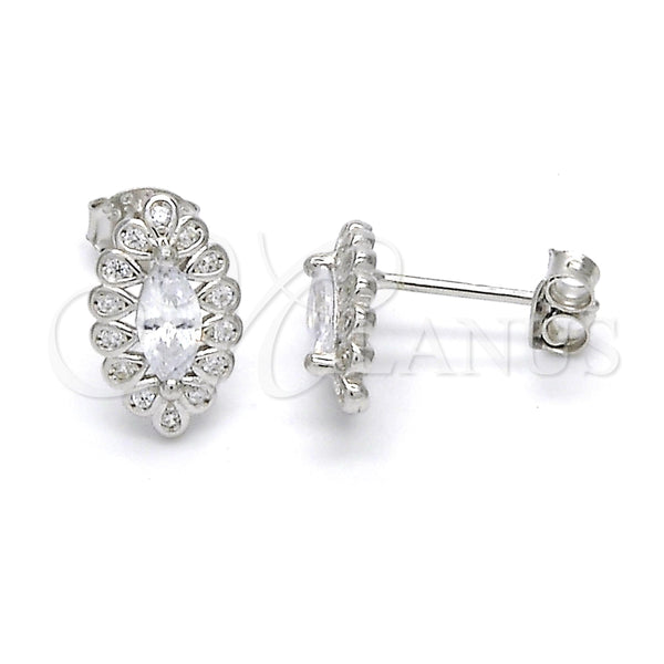 Arete Dormilona 02.285.0037 Plata Rodinada, con Zirconia Cubica Blanca, Pulido, Crudo