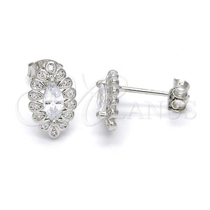 Arete Dormilona 02.285.0037 Plata Rodinada, con Zirconia Cubica Blanca, Pulido, Crudo