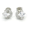 Arete Dormilona 02.285.0038 Plata Rodinada, Diseño de Corazón, con Zirconia Cubica Blanca, Pulido, Crudo