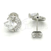 Arete Dormilona 02.285.0038 Plata Rodinada, Diseño de Corazón, con Zirconia Cubica Blanca, Pulido, Crudo