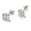 Arete Dormilona 02.285.0039 Plata Rodinada, Diseño de Delfín y Corazón, con Zirconia Cubica Blanca, Pulido, Crudo