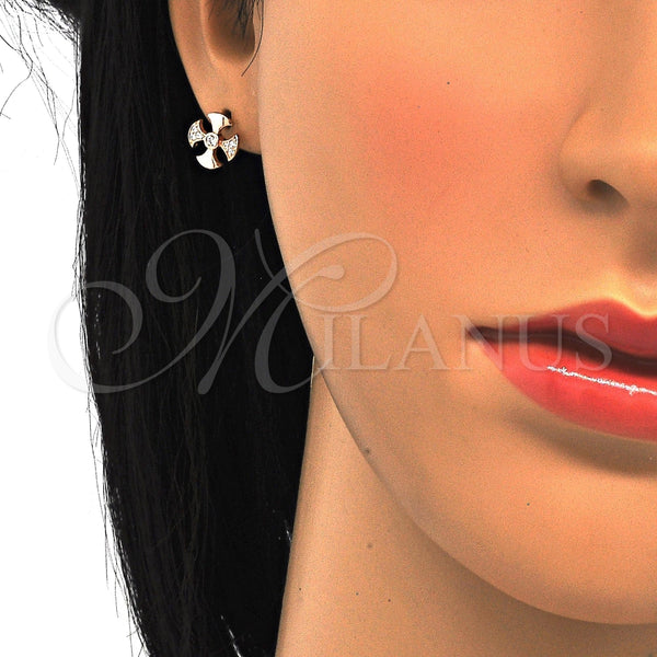 Arete Dormilona 02.285.0047 Plata Rodinada, con Zirconia Cubica Blanca, Pulido, Tono Rosado