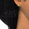 Arete Dormilona 02.285.0048 Plata Rodinada, Diseño de Flor, con Zirconia Cubica Blanca, Pulido, Tono Dorado