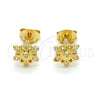 Arete Dormilona 02.285.0048 Plata Rodinada, Diseño de Flor, con Zirconia Cubica Blanca, Pulido, Tono Dorado