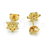 Arete Dormilona 02.285.0048 Plata Rodinada, Diseño de Flor, con Zirconia Cubica Blanca, Pulido, Tono Dorado