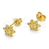 Arete Dormilona 02.285.0048 Plata Rodinada, Diseño de Flor, con Zirconia Cubica Blanca, Pulido, Tono Dorado