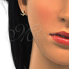 Arete Dormilona 02.285.0049 Plata Rodinada, Diseño de Ancla, con Zirconia Cubica Blanca, Pulido, Tono Dorado