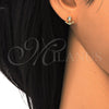 Arete Dormilona 02.285.0049 Plata Rodinada, Diseño de Ancla, con Zirconia Cubica Blanca, Pulido, Tono Dorado