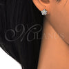 Arete Dormilona 02.285.0052 Plata Rodinada, Diseño de Flor, con Zirconia Cubica Blanca, Pulido, Crudo