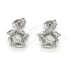 Arete Dormilona 02.285.0052 Plata Rodinada, Diseño de Flor, con Zirconia Cubica Blanca, Pulido, Crudo