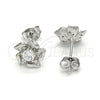 Arete Dormilona 02.285.0052 Plata Rodinada, Diseño de Flor, con Zirconia Cubica Blanca, Pulido, Crudo