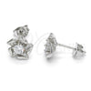 Arete Dormilona 02.285.0052 Plata Rodinada, Diseño de Flor, con Zirconia Cubica Blanca, Pulido, Crudo