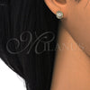 Arete Dormilona 02.285.0053 Plata Rodinada, Diseño de Flor, con Zirconia Cubica Blanca, Pulido, Tono Dorado