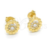 Arete Dormilona 02.285.0053 Plata Rodinada, Diseño de Flor, con Zirconia Cubica Blanca, Pulido, Tono Dorado
