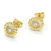 Arete Dormilona 02.285.0053 Plata Rodinada, Diseño de Flor, con Zirconia Cubica Blanca, Pulido, Tono Dorado