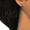 Arete Dormilona 02.285.0054 Plata Rodinada, Diseño de Corazón y Flor, con Zirconia Cubica Blanca, Pulido, Crudo