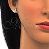 Arete Dormilona 02.285.0055 Plata Rodinada, Diseño de Mariposa, con Zirconia Cubica Blanca, Pulido, Crudo