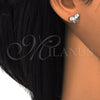 Arete Dormilona 02.285.0055 Plata Rodinada, Diseño de Mariposa, con Zirconia Cubica Blanca, Pulido, Crudo