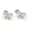 Arete Dormilona 02.285.0055 Plata Rodinada, Diseño de Mariposa, con Zirconia Cubica Blanca, Pulido, Crudo