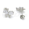 Arete Dormilona 02.285.0055 Plata Rodinada, Diseño de Mariposa, con Zirconia Cubica Blanca, Pulido, Crudo
