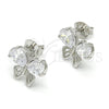 Arete Dormilona 02.285.0055 Plata Rodinada, Diseño de Mariposa, con Zirconia Cubica Blanca, Pulido, Crudo