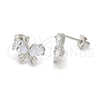 Arete Dormilona 02.285.0055 Plata Rodinada, Diseño de Mariposa, con Zirconia Cubica Blanca, Pulido, Crudo
