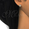 Arete Dormilona 02.285.0058 Plata Rodinada, Diseño de Flor, con Zirconia Cubica Blanca, Pulido, Tono Dorado