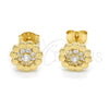 Arete Dormilona 02.285.0058 Plata Rodinada, Diseño de Flor, con Zirconia Cubica Blanca, Pulido, Tono Dorado