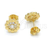 Arete Dormilona 02.285.0058 Plata Rodinada, Diseño de Flor, con Zirconia Cubica Blanca, Pulido, Tono Dorado