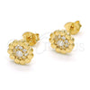 Arete Dormilona 02.285.0058 Plata Rodinada, Diseño de Flor, con Zirconia Cubica Blanca, Pulido, Tono Dorado