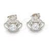 Arete Dormilona 02.285.0059 Plata Rodinada, Diseño de Corona, con Zirconia Cubica Blanca, Pulido, Crudo