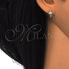 Arete Dormilona 02.285.0062 Plata Rodinada, Diseño de Llave, con Zirconia Cubica Blanca, Pulido, Tono Dorado