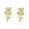 Arete Dormilona 02.285.0062 Plata Rodinada, Diseño de Llave, con Zirconia Cubica Blanca, Pulido, Tono Dorado