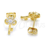 Arete Dormilona 02.285.0062 Plata Rodinada, Diseño de Llave, con Zirconia Cubica Blanca, Pulido, Tono Dorado