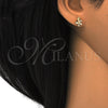 Arete Dormilona 02.285.0064 Plata Rodinada, Diseño de Flor, con Zirconia Cubica Blanca, Pulido, Tono Dorado