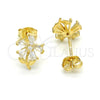 Arete Dormilona 02.285.0064 Plata Rodinada, Diseño de Flor, con Zirconia Cubica Blanca, Pulido, Tono Dorado