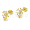 Arete Dormilona 02.285.0064 Plata Rodinada, Diseño de Flor, con Zirconia Cubica Blanca, Pulido, Tono Dorado