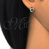 Arete Dormilona 02.285.0067.1 Plata Rodinada, con Zirconia Cubica Verde y Blanca, Pulido, Crudo