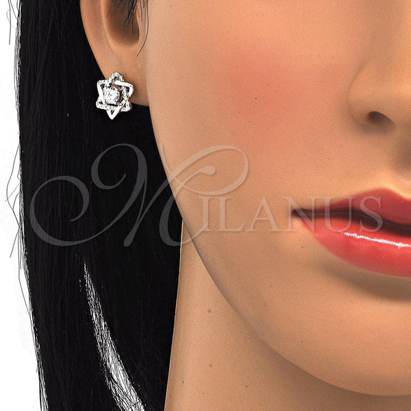 Arete Dormilona 02.285.0070 Plata Rodinada, con Zirconia Cubica Blanca, Pulido, Crudo