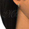 Arete Dormilona 02.285.0072 Plata Rodinada, Diseño de Llave y Corazón, con Zirconia Cubica Blanca, Pulido, Tono Dorado