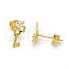 Arete Dormilona 02.285.0072 Plata Rodinada, Diseño de Llave y Corazón, con Zirconia Cubica Blanca, Pulido, Tono Dorado