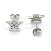 Arete Dormilona 02.285.0075 Plata Rodinada, Diseño de Estrella y Flor, con Zirconia Cubica Blanca, Pulido, Crudo