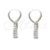 Argolla Huggie 02.186.0056.15 Plata Rodinada, Diseño de Gota, con Zirconia Cubica Blanca y Madre Perla Marfil, Pulido, Crudo