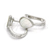 Argolla Huggie 02.186.0056.15 Plata Rodinada, Diseño de Gota, con Zirconia Cubica Blanca y Madre Perla Marfil, Pulido, Crudo