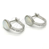 Argolla Huggie 02.186.0056.15 Plata Rodinada, Diseño de Gota, con Zirconia Cubica Blanca y Madre Perla Marfil, Pulido, Crudo