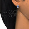 Argolla Huggie 02.186.0060.1.12 Plata Rodinada, con Zirconia Cubica Blanca y Zafiro Azul, Pulido, Rodinado