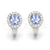 Argolla Huggie 02.186.0060.1.12 Plata Rodinada, con Zirconia Cubica Blanca y Zafiro Azul, Pulido, Rodinado