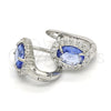 Argolla Huggie 02.186.0060.1.12 Plata Rodinada, con Zirconia Cubica Blanca y Zafiro Azul, Pulido, Rodinado